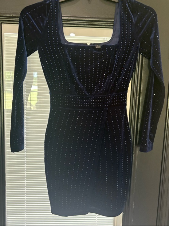 Windsor Dresses & Skirts - Windsor Deep Navy Velvet Long Sleeve Stud-Embellished Dress